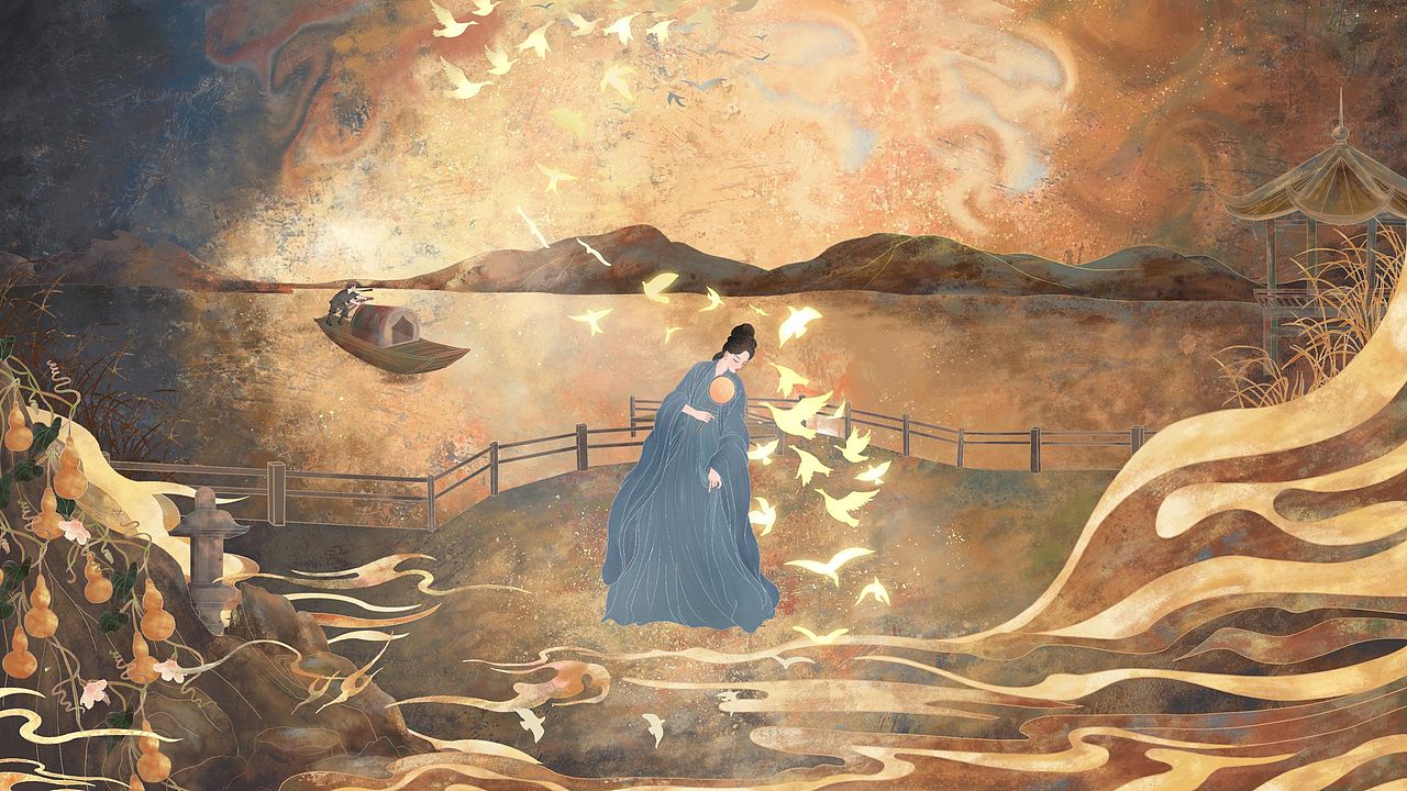 诗中情画中意——横版（图ZMzYwOTgxMjQ0） - 艺术插画 - 站酷设计师长林乔原创素材 - 站酷ZCOOL