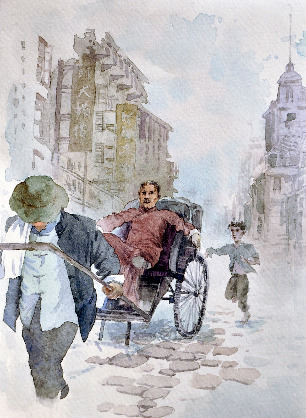 革命题材水彩插画