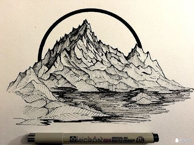 手绘黑白装饰画