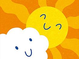 太陽(yáng)云朵hello卡片