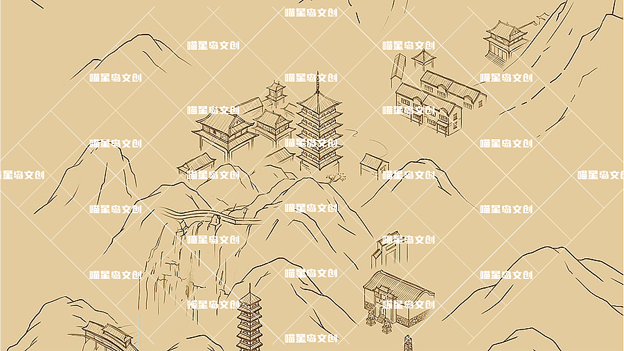 一张很火也又没火起来的手绘地图（图ZMjQ5NTIxMDg4） - 商业插画 - 站酷设计师喵星岛文创原创素材 - 站酷ZCOOL