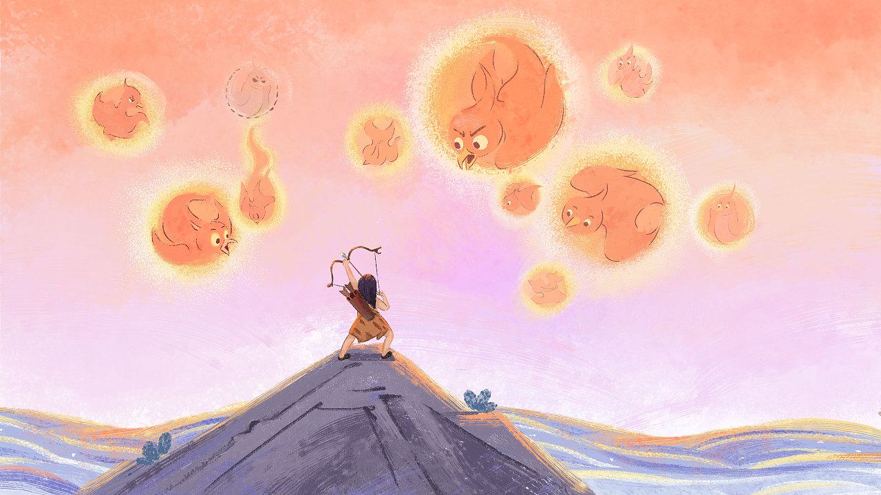 20年绘本工作图-后羿射日|插画|绘本|酒藜子 - 原创作品 - 站酷