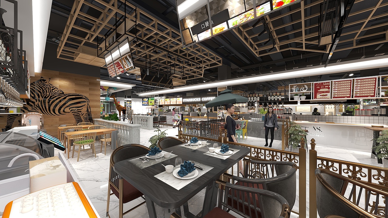 河南平市某地商业空间餐饮区方案(改造区域)