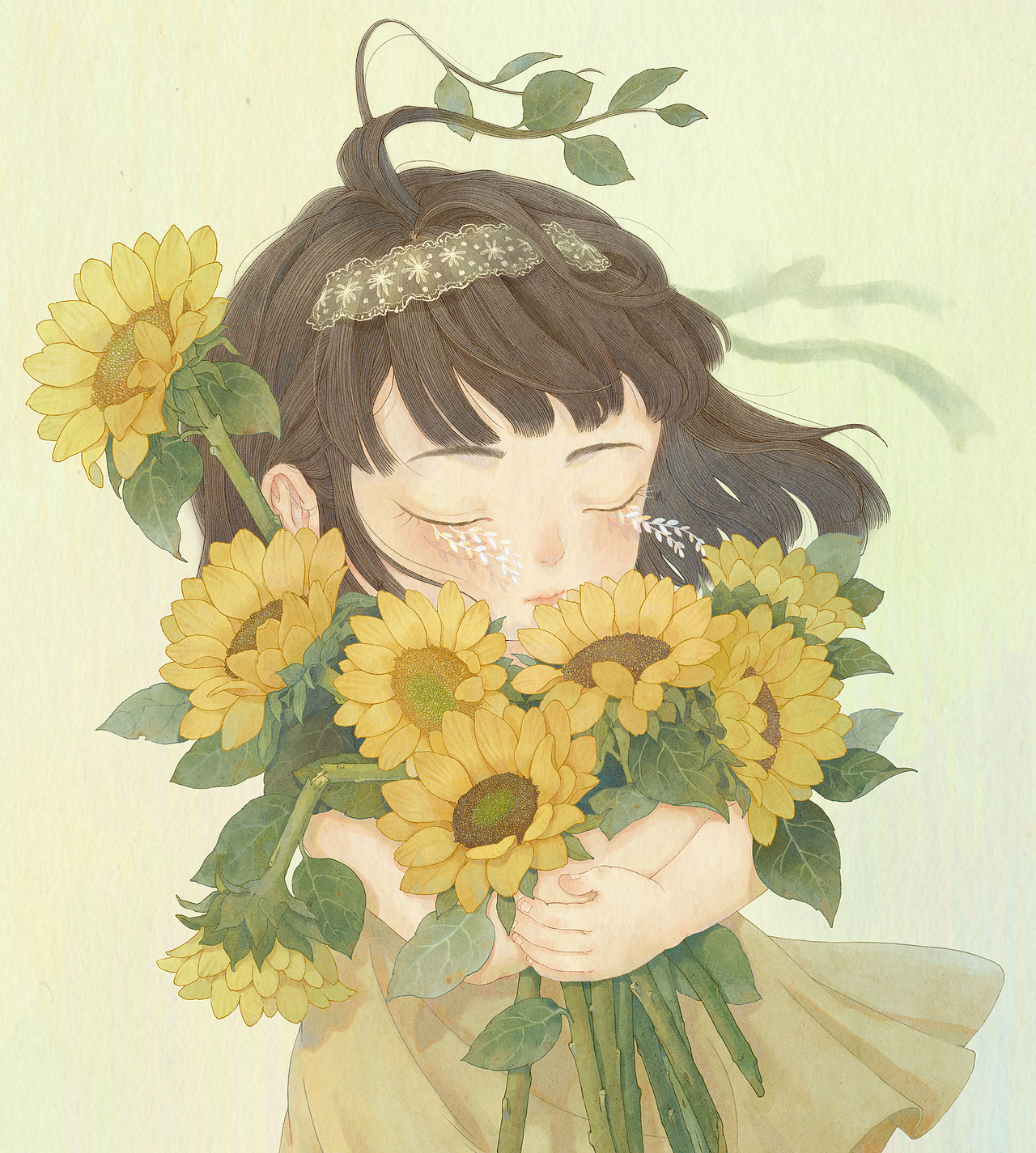 花与她04（图ZMzAwODMwMzc2） - 艺术插画 - 站酷设计师雅文插画原创素材 - 站酷ZCOOL