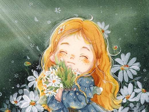 水彩手绘卡通头像水彩教程壁纸可爱治愈系插画儿童插画