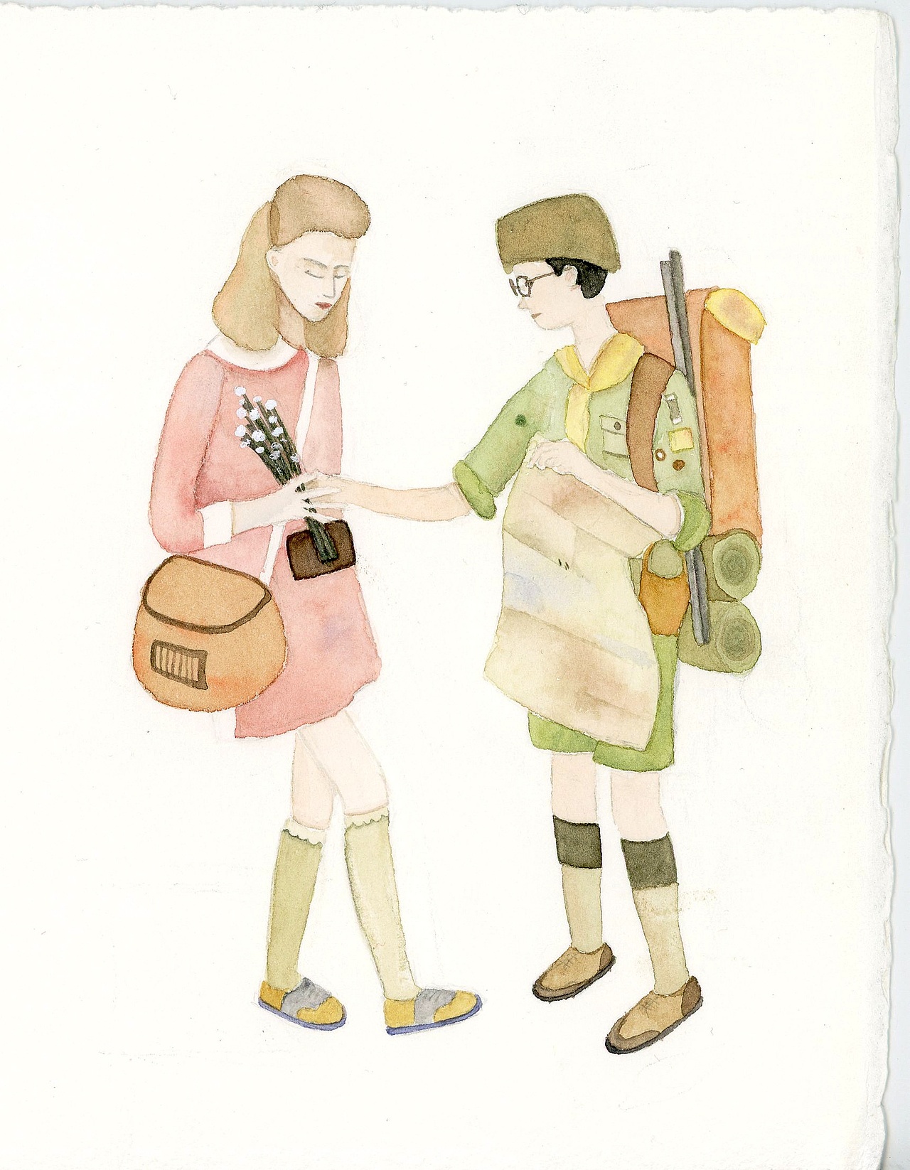 水彩手绘人物插画