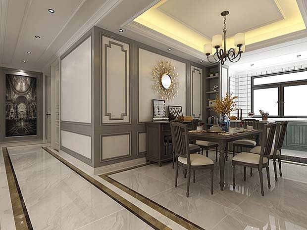 济南漫山香墅170平美式风格大平层装修案例