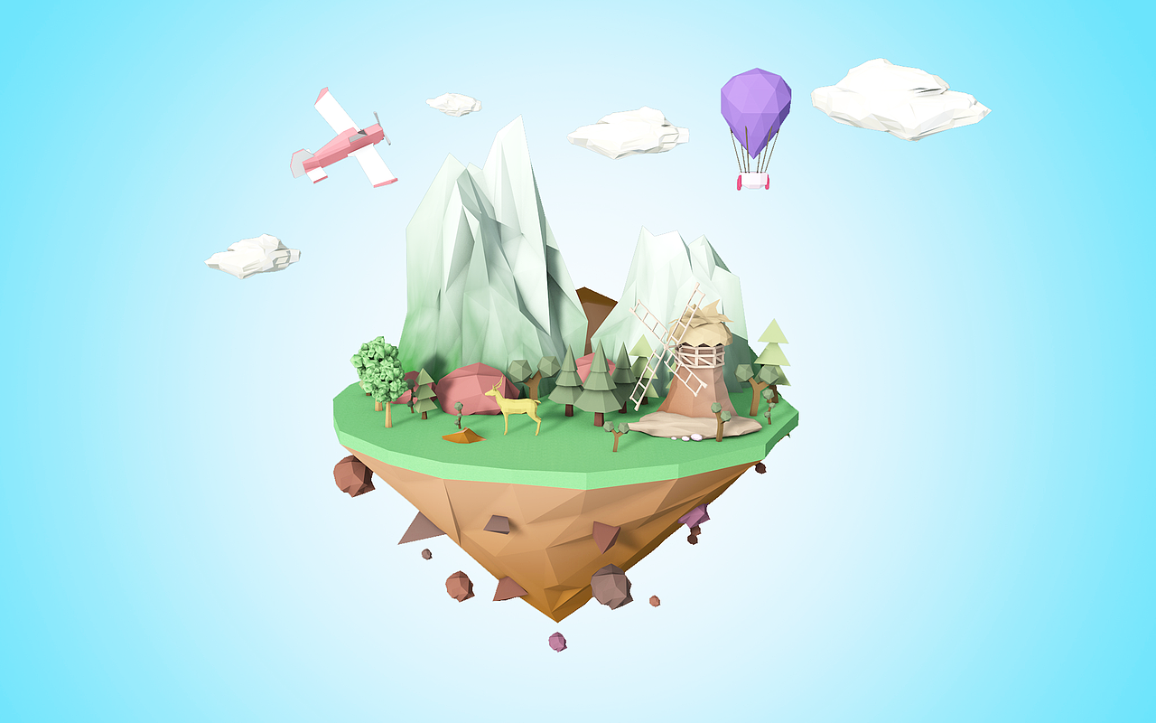 C4D low poly 练习（图ZMTA5MjU4OTY0） - 场景 - 站酷设计师会唱歌的海鸥原创素材 - 站酷ZCOOL