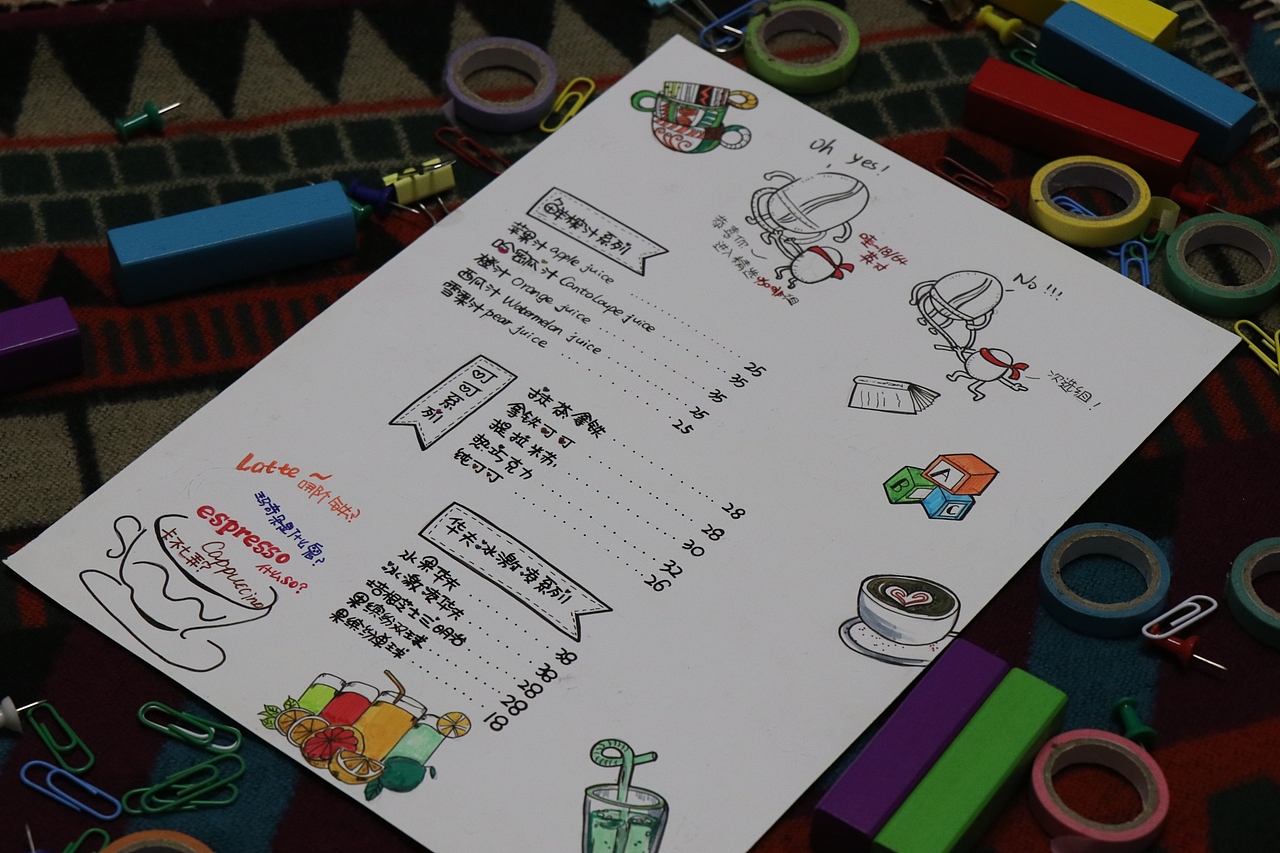 手绘咖啡店菜单（图ZNjUyMzM3NzI=） - 创作习作 - 站酷设计师雨山女乔原创素材 - 站酷ZCOOL