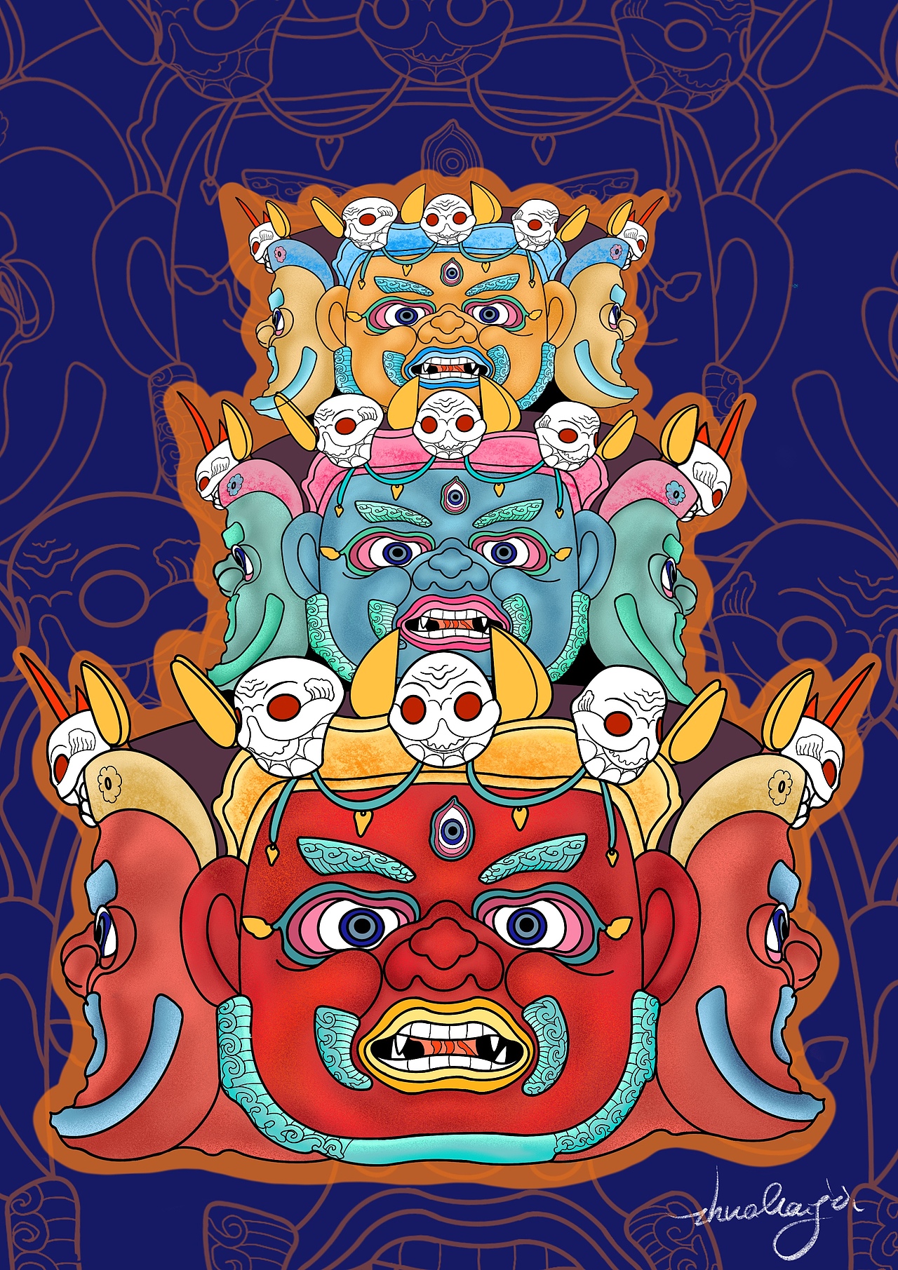 《面具》（图ZMjE1NjM3MDY4） - 创作习作 - 站酷设计师小丹增的公主原创素材 - 站酷ZCOOL