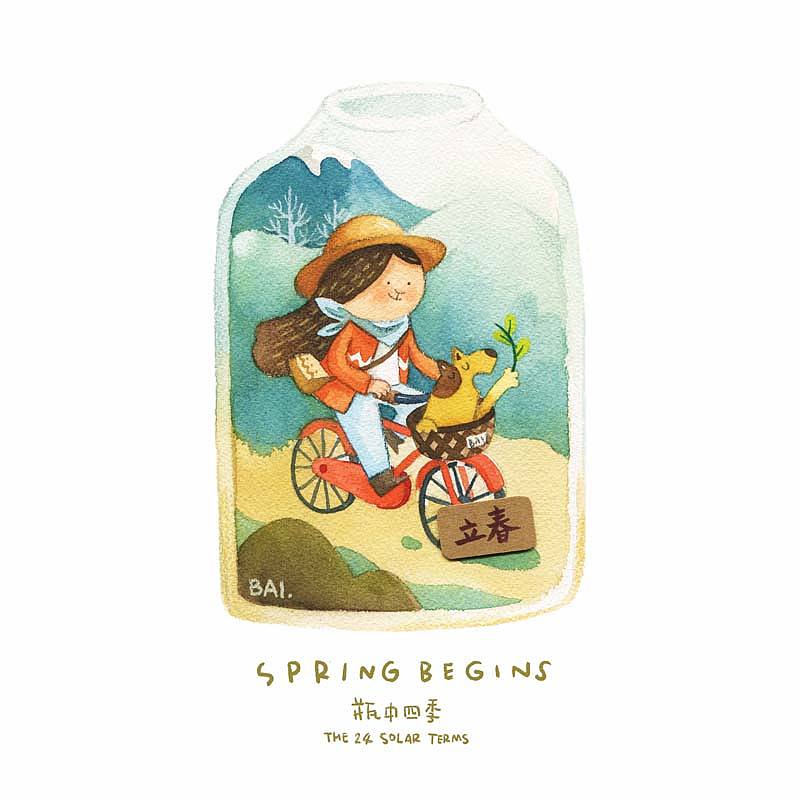 《瓶中四季》二十四节气水彩插画(图ZMTY4MjMwOTY4) - 儿童插画 - 站酷设计师蘑菇Q原创素材 - 站酷ZCOOL