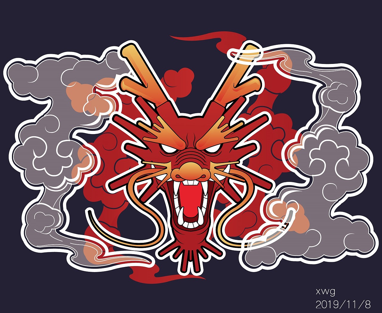 ai#《龙》|插画|涂鸦/潮流|黄金虾仁 - 原创作品 - 站酷 (zcool)