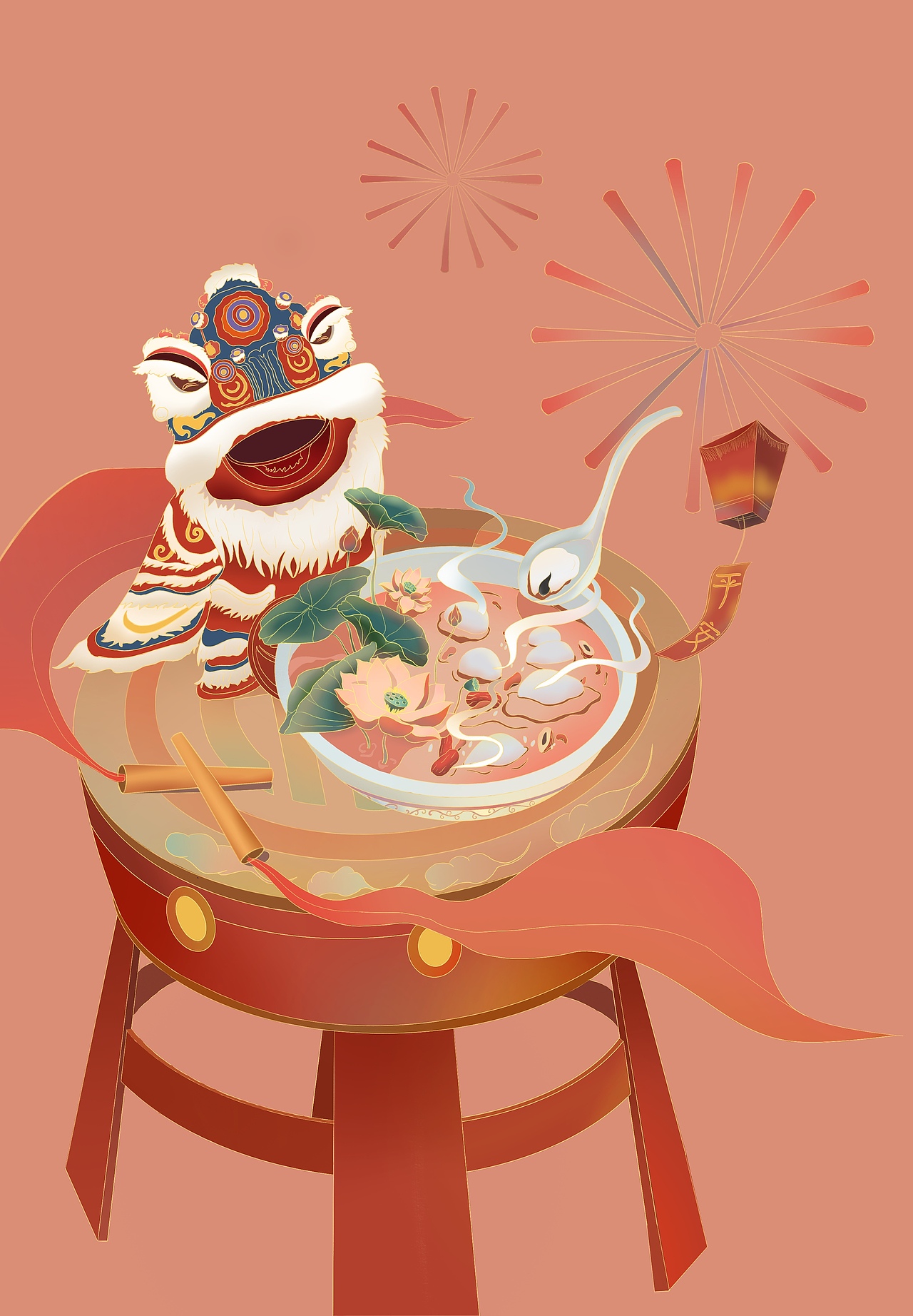 元宵國(guó)風(fēng)插畫（圖ZMjQ0NjM2ODY4） - 其他平面 - 站酷設(shè)計(jì)師老蝸牛jj原創(chuàng)素材 - 站酷ZCOOL