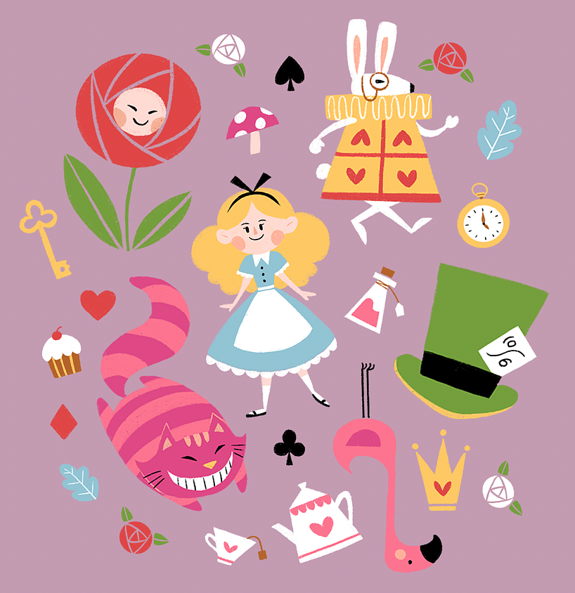 爱丽丝元素插画