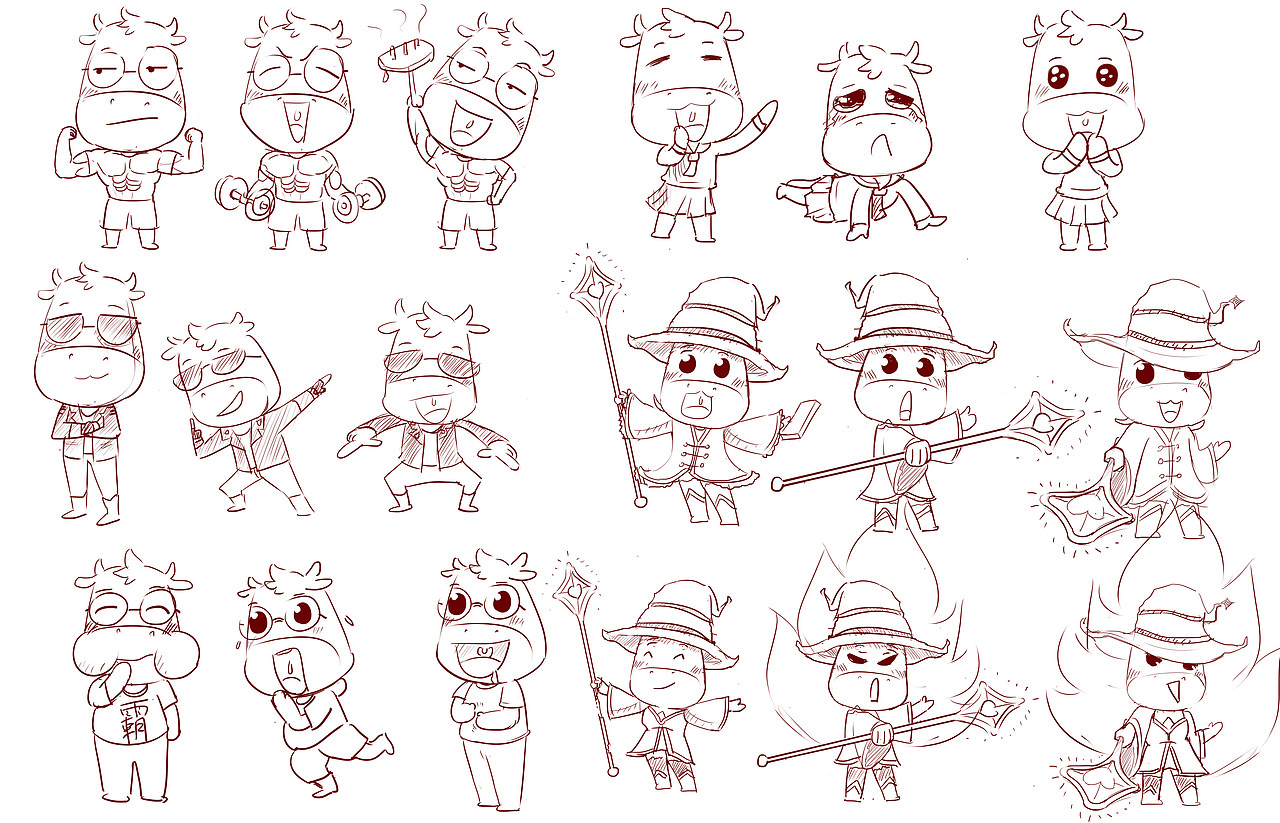 酣畅食品吉祥物 品牌形象优化 小牛卡通（图ZNDIzNTQ0MDQ=） - 商业插画 - 站酷设计师刘小妤原创素材 - 站酷ZCOOL