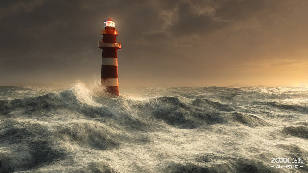 ai创作实验室#大海,波涛汹涌,黑夜,灯塔的光
