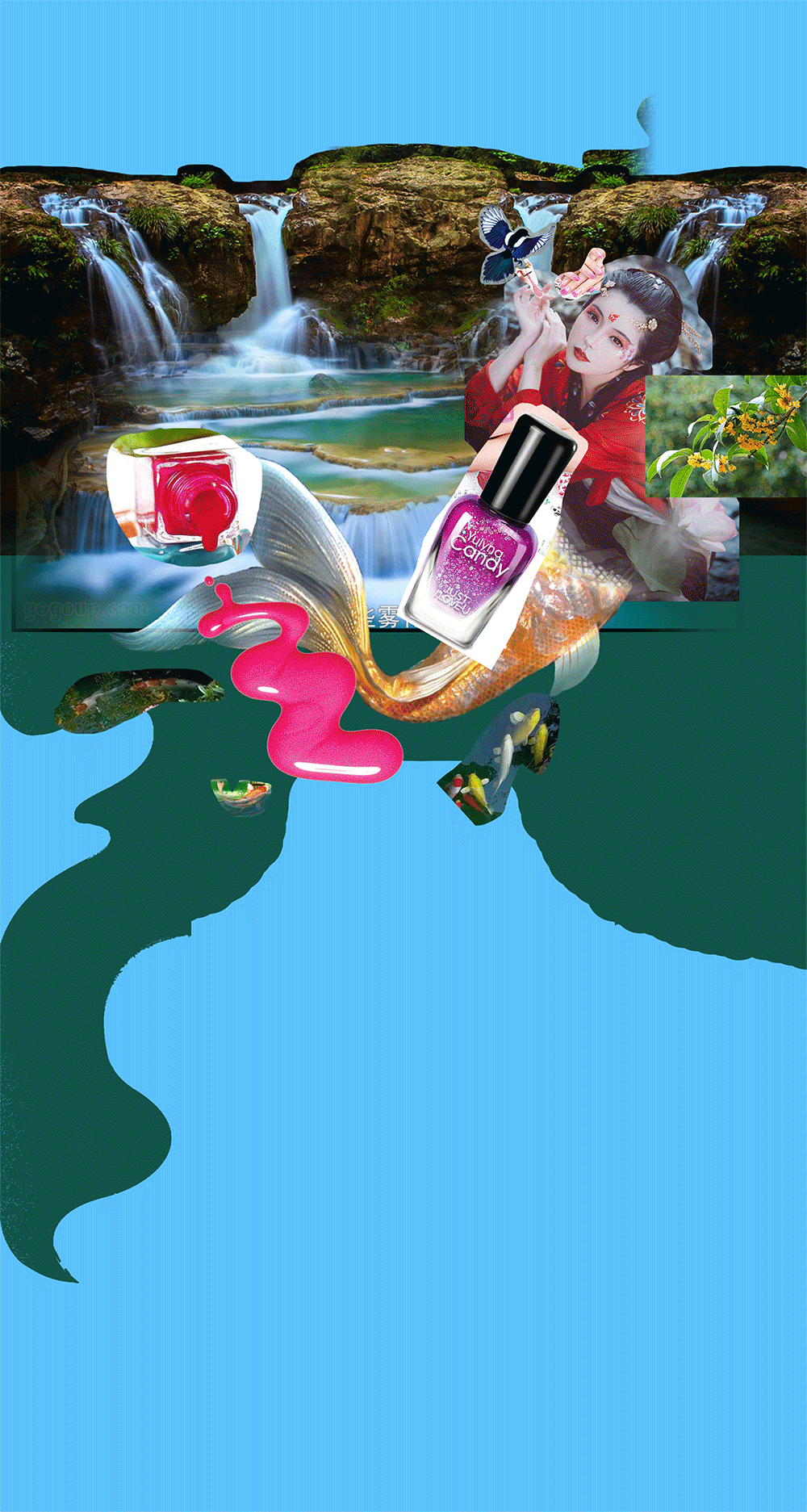 手绘练习-中秋节美人鱼指甲油首页