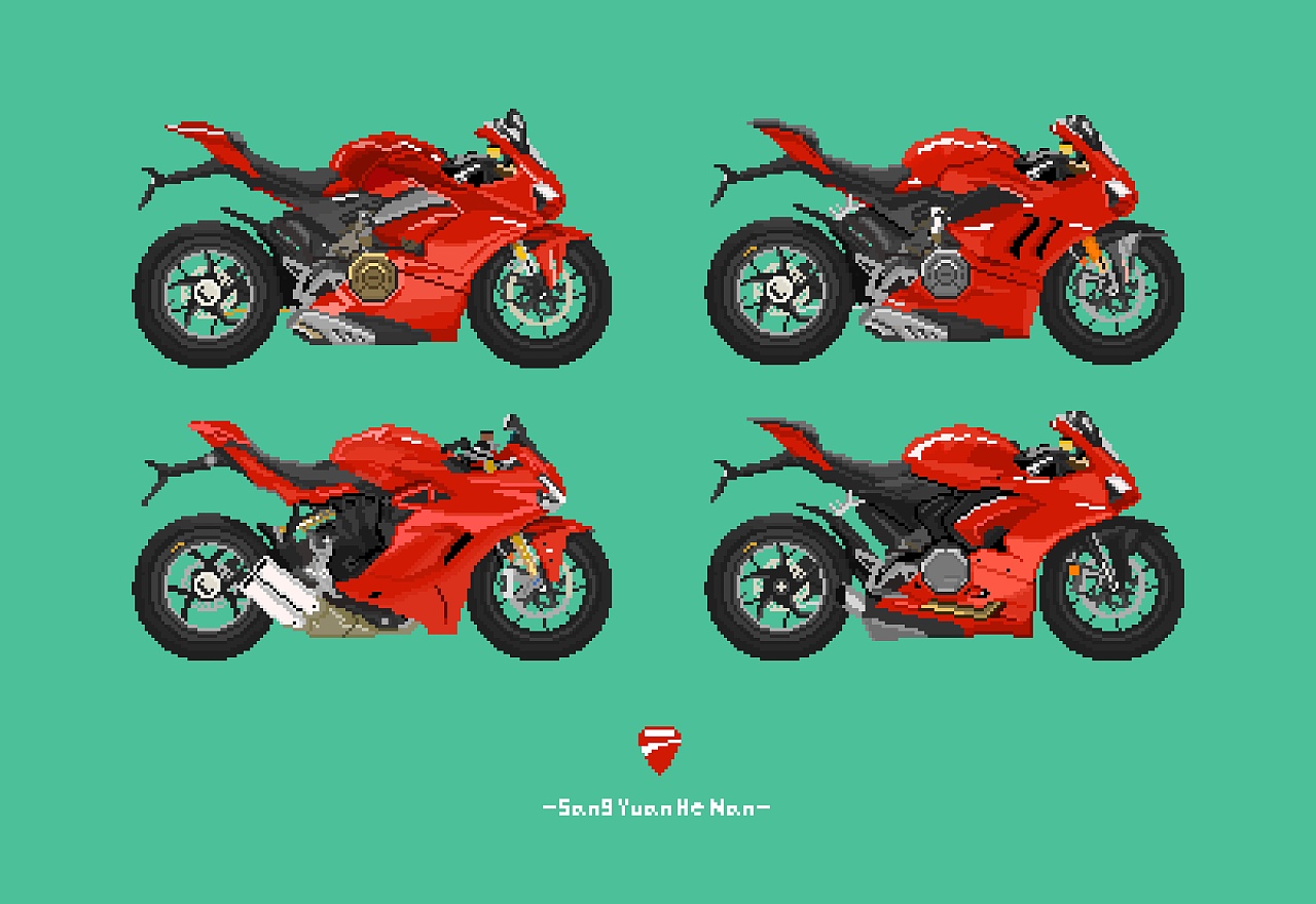 杜卡迪全家桶|插画|像素画|桑原和男 - 原创作品 - 站酷 (zcool)