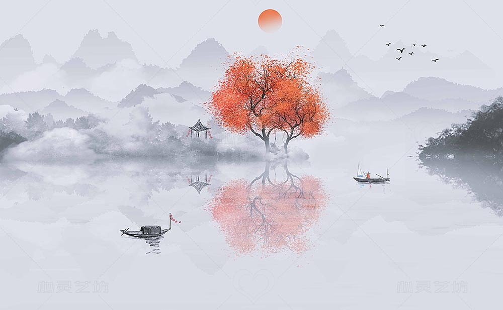 淡雅山水（图ZMjcwMTA3Njgw） - 商业插画 - 站酷设计师心灵艺坊原创素材 - 站酷ZCOOL