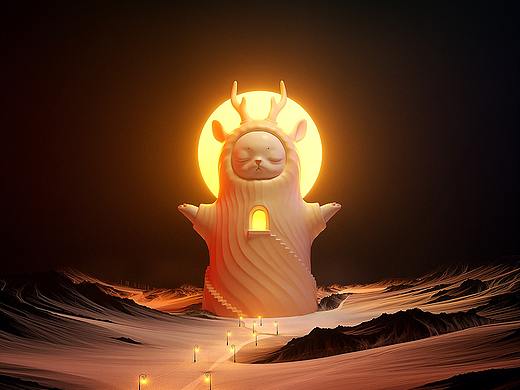 候鸟陶作品 宇宙旅人系列 角天兔Niko（朝圣）陶瓷潮玩
