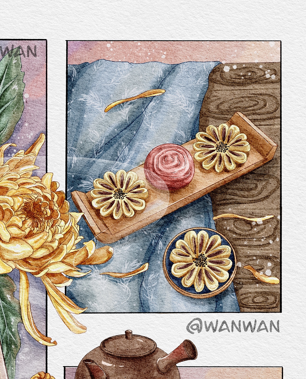 原创分镜插画｜十二花神之九月菊花（图ZMzE4NTkxMDcy） - 艺术插画 - 站酷设计师Z20490682原创素材 - 站酷ZCOOL