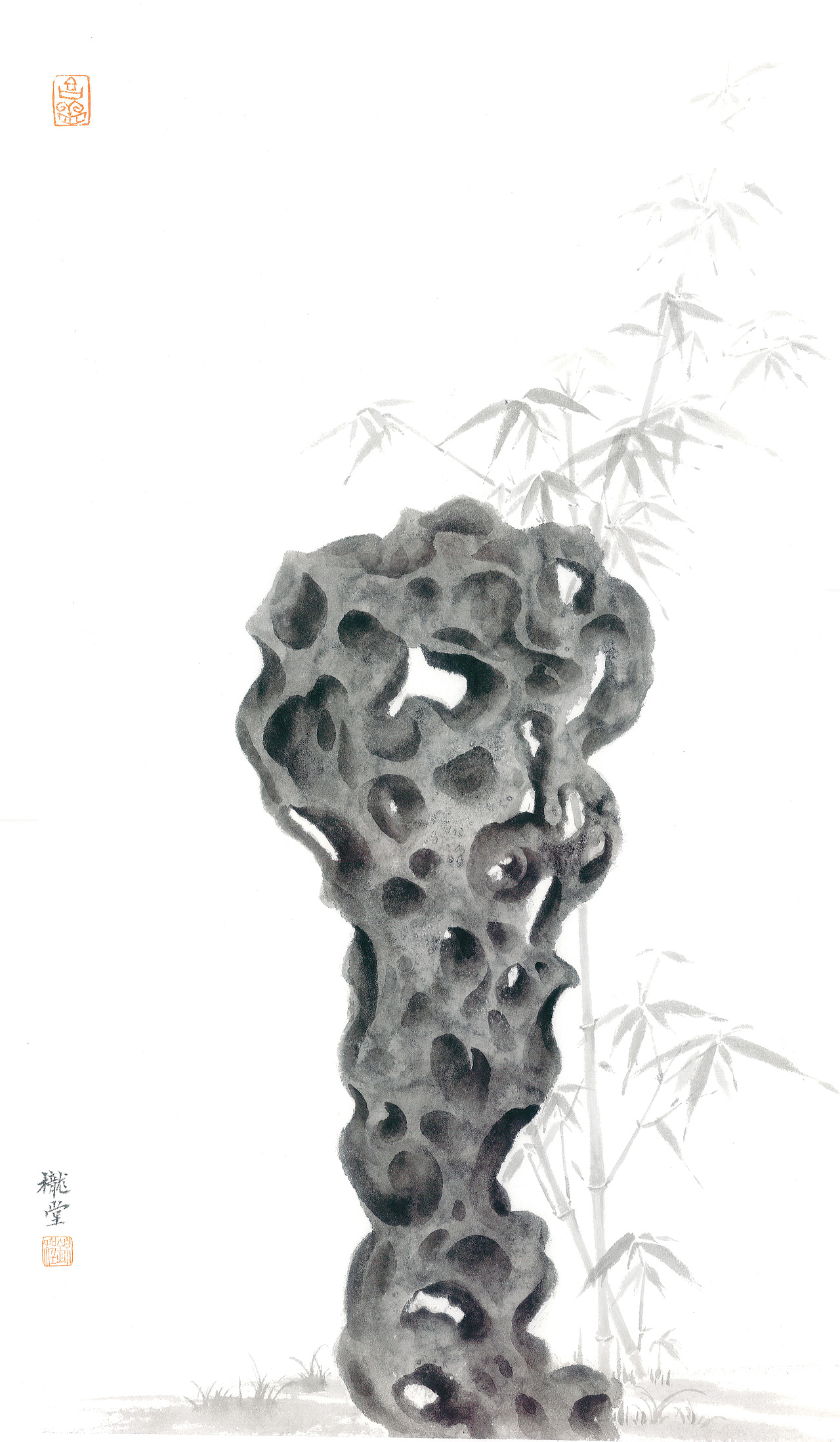 古典-现代”对话：刘锦程水墨画中的太湖石哲学探析（图ZMzY2NDMxNzM2） - 绘画 - 站酷设计师九四无影无踪原创素材 - 站酷ZCOOL