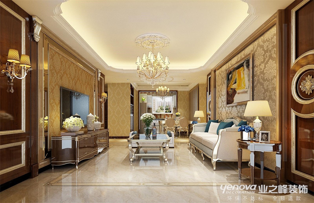 石家庄业之峰装饰-保利拉菲公馆126平欧式风格装修设计