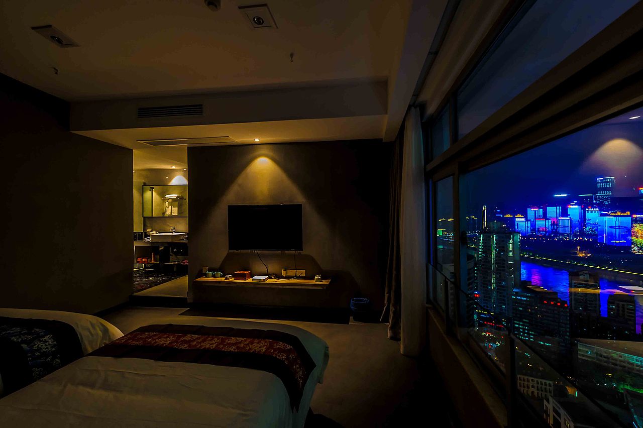 城市夜景双床房