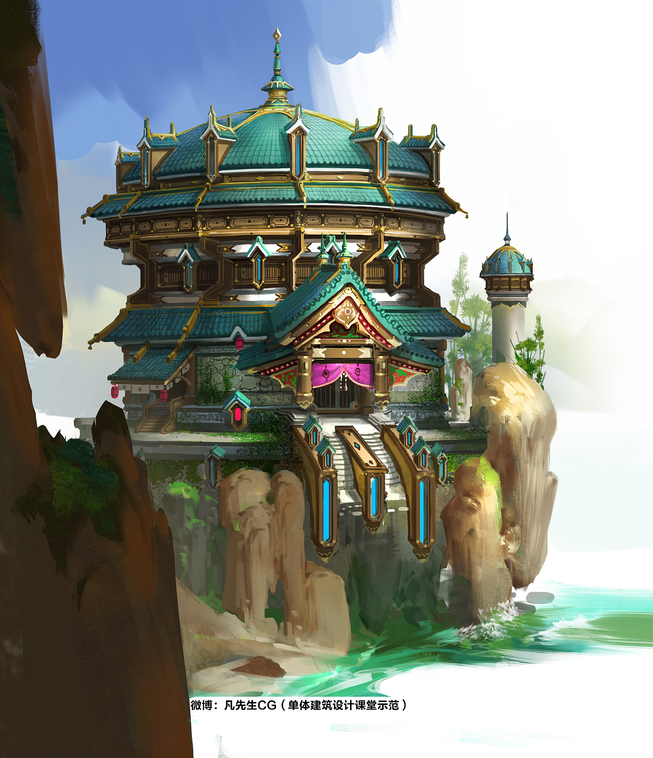 场景原画单体建筑设计(课题示范)|插画|游戏原画|凡先生cg - 原创作品