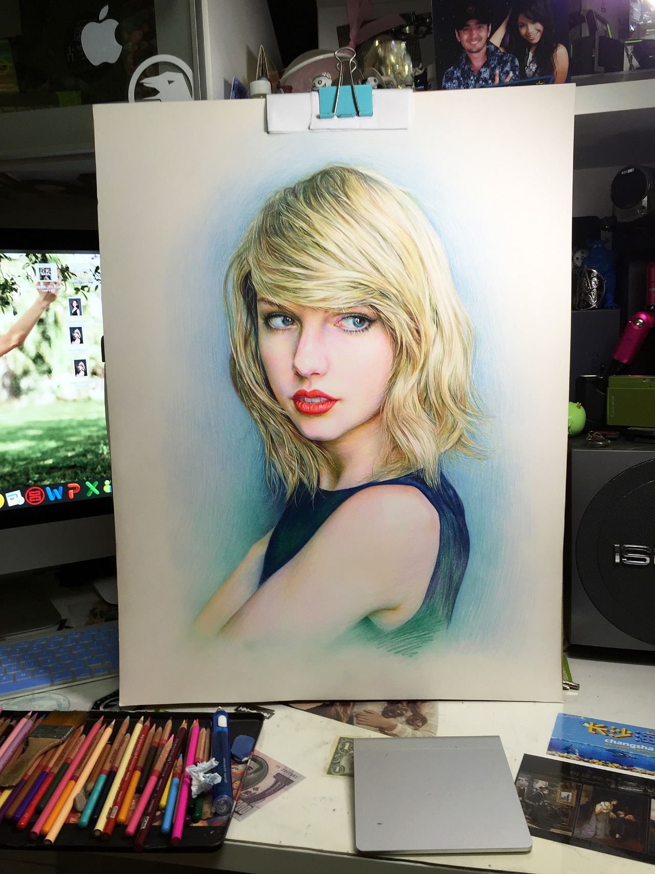 彩色铅笔画泰勒斯威夫特taylorswift
