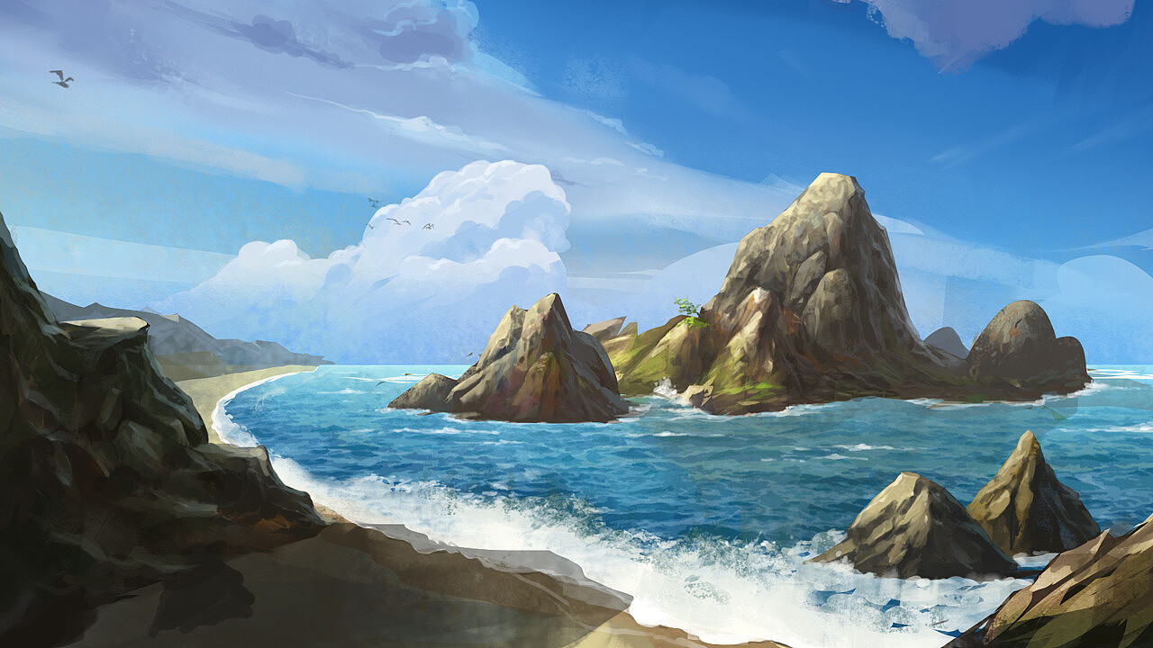 苍蓝境界海边（图ZMjA5MTc3MDY0） - 游戏原画 - 站酷设计师侯小侯原创素材 - 站酷ZCOOL