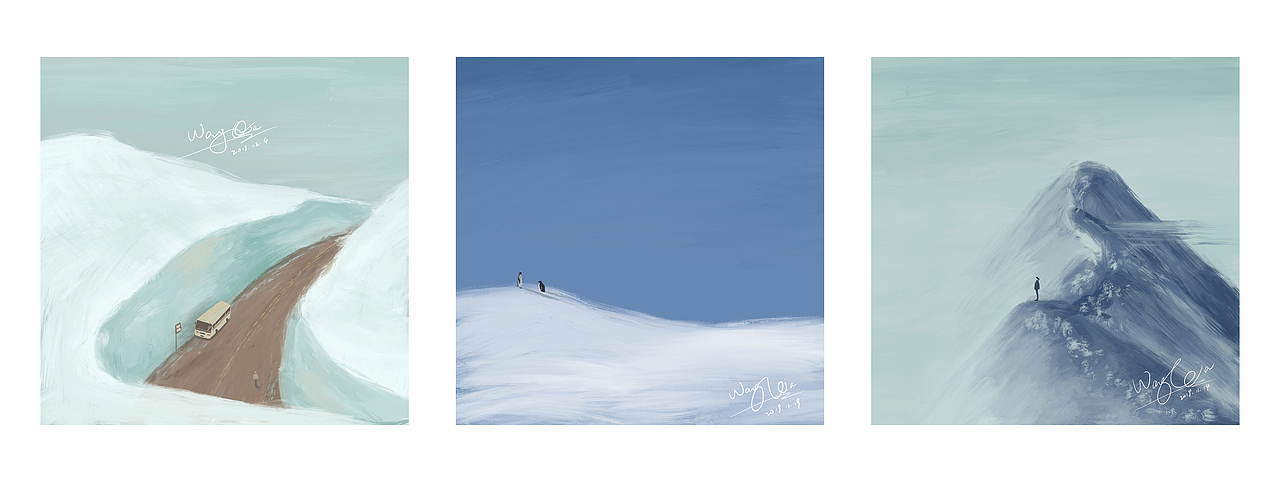 前段时间心不静,画不下去大画幅的画,随便几笔画了几张小作品,现在看来颜色还不错