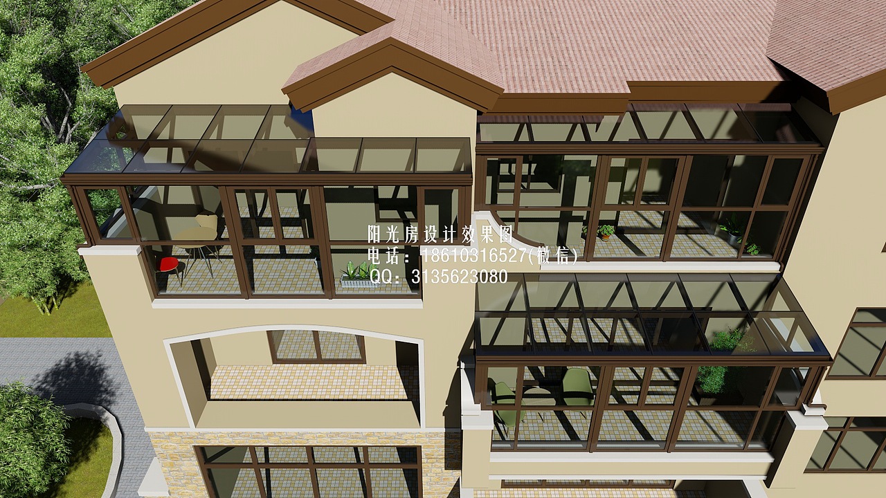 D9113露台阳光房设计效果图