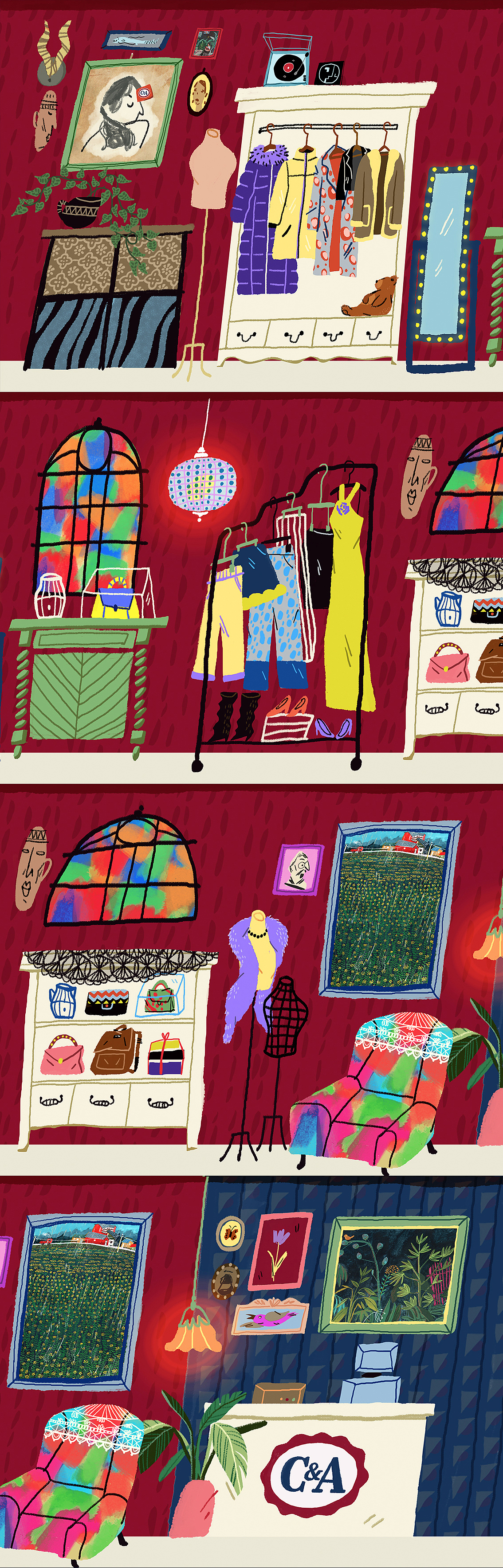 C&A x 网易云音乐《暖心杂货铺》H5（图ZMTM2ODM1MDM2） - 商业插画 - 站酷设计师猫屋Becky原创素材 - 站酷ZCOOL
