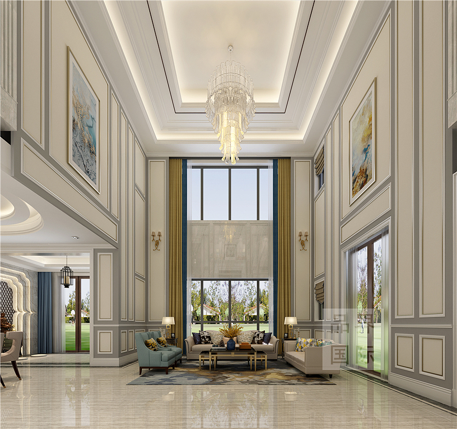 郑州品界设计丨思念果岭500平独栋别墅美式轻奢设计