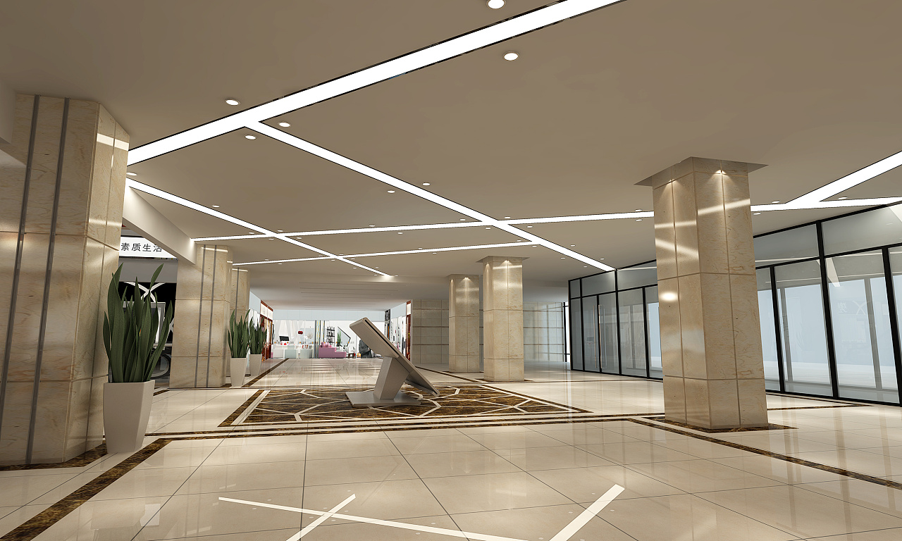 新中式酒店大厅|空间|室内设计|1992xgt - 原创作品 - 站酷 (ZCOOL)