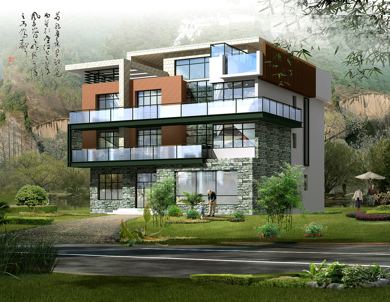 2022中式别墅效果图 现代别墅设计效果图（图ZMjk0MzEyNDI4） - 建筑/空间 - 站酷设计师巴川古建原创素材 - 站酷ZCOOL