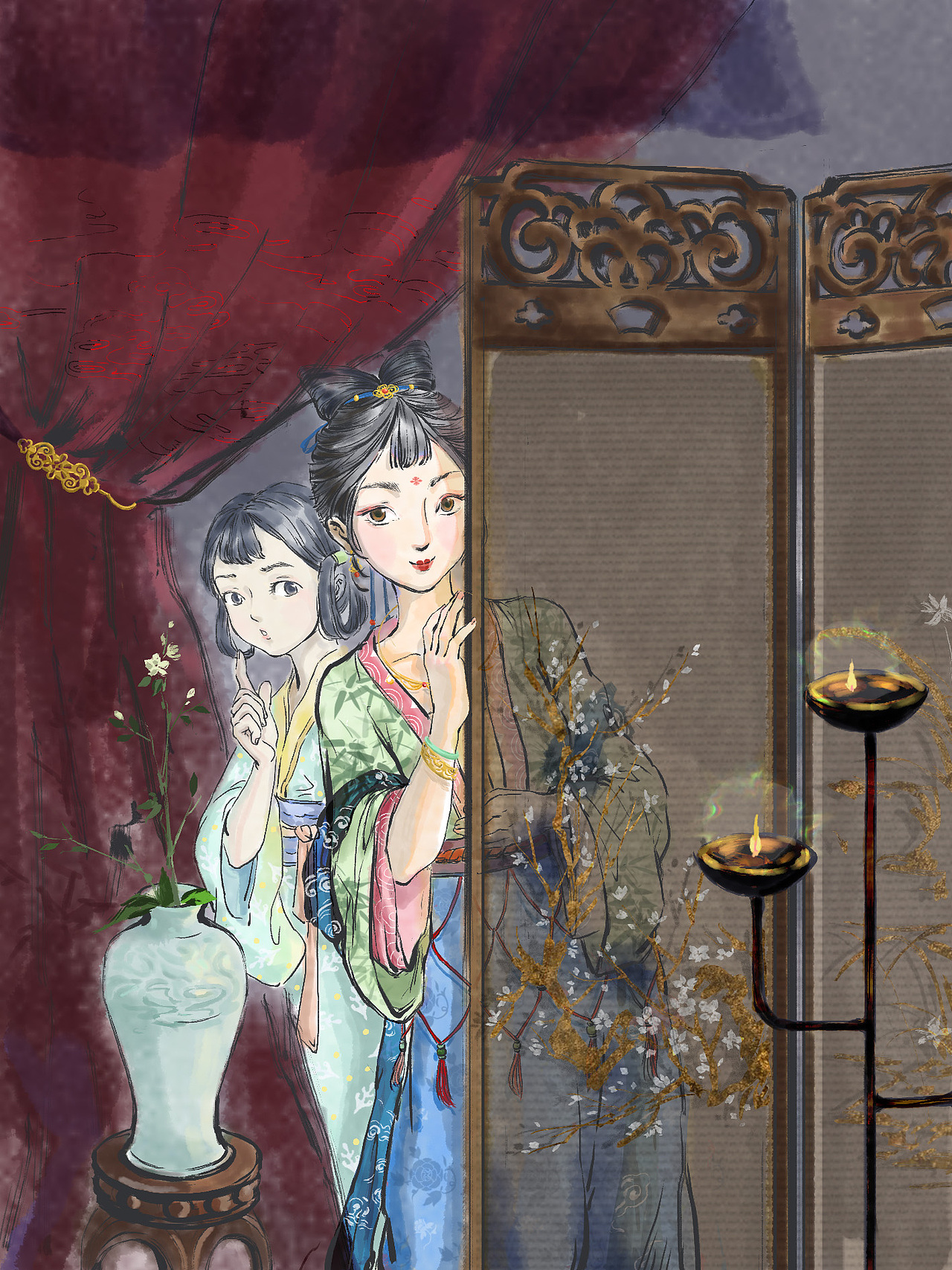 板绘练习-小美人们（图ZMjY1NTIwMjQ4） - 创作习作 - 站酷设计师叉子园园原创素材 - 站酷ZCOOL