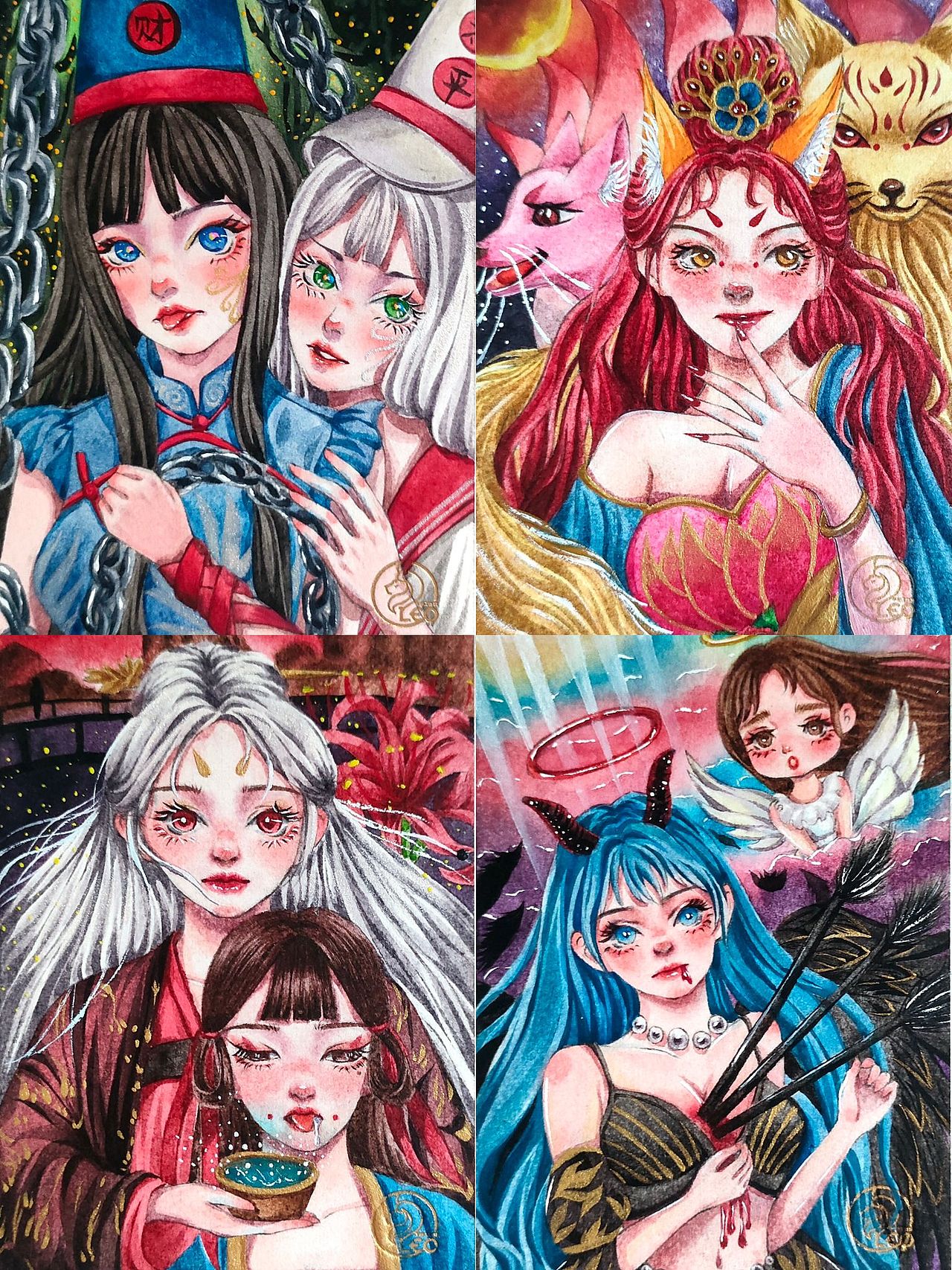 原创《冥界》水彩插画作品（图ZMzQ5OTA3NDEy） - 商业插画 - 站酷设计师小芹菜来咯原创素材 - 站酷ZCOOL