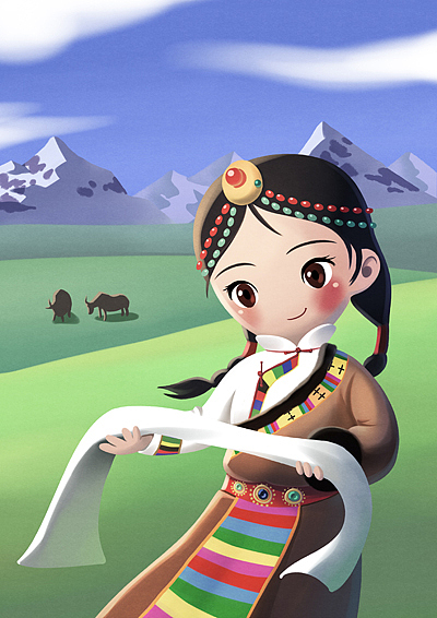 少數(shù)民族插畫 1（圖ZODkxNTU1OTI=） - 創(chuàng)作習(xí)作 - 站酷設(shè)計(jì)師烏蘭鐵木1993原創(chuàng)素材 - 站酷ZCOOL