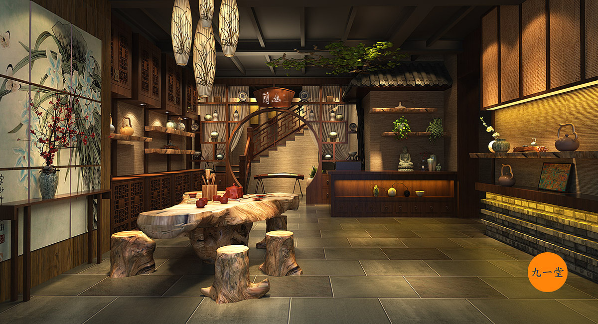 幽蘭_茶楼装修效果图_店面设计（图ZMjQwNzA5NzMy） - 家装设计 - 站酷设计师品牌设计公司原创素材 - 站酷ZCOOL