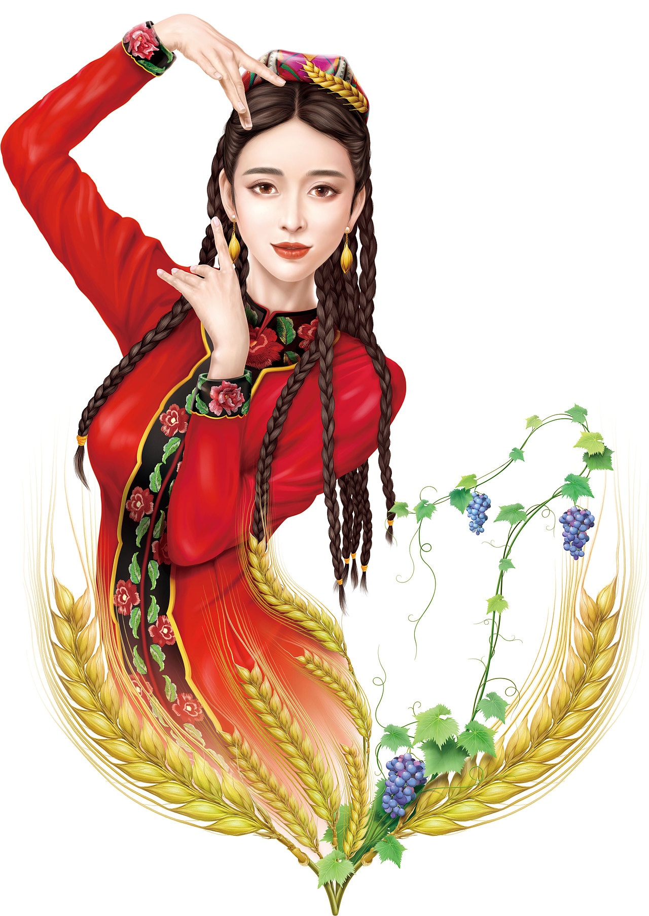 十月稻田——新疆雪花粉|插画|商业插画|硬撑菇凉_原创作品-站酷zcool