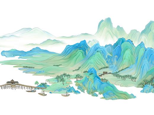故宫合作 千里江山产品插画
