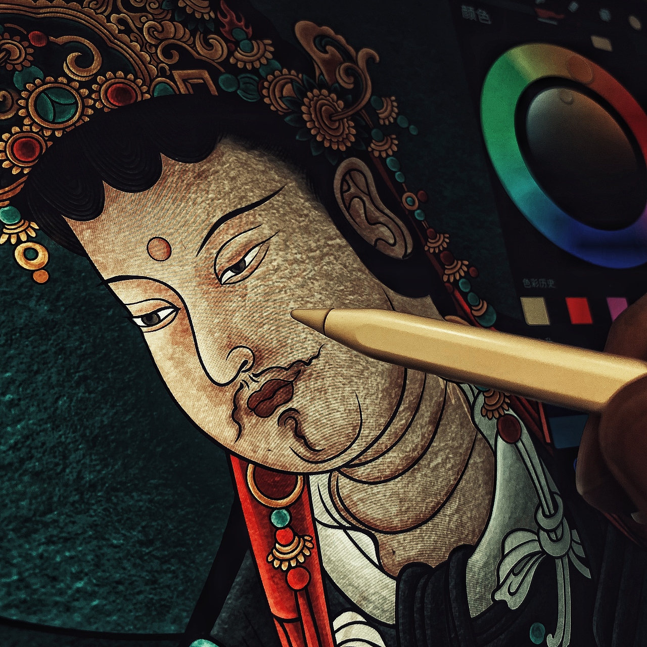 ipad绘制文殊菩萨（图ZMjIwMjEwMDIw） - 绘画 - 站酷设计师亦闳原创素材 - 站酷ZCOOL