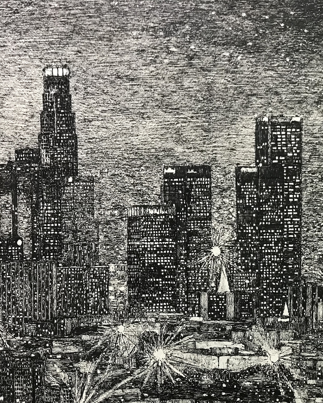 手绘都市夜景洛杉矶之夜