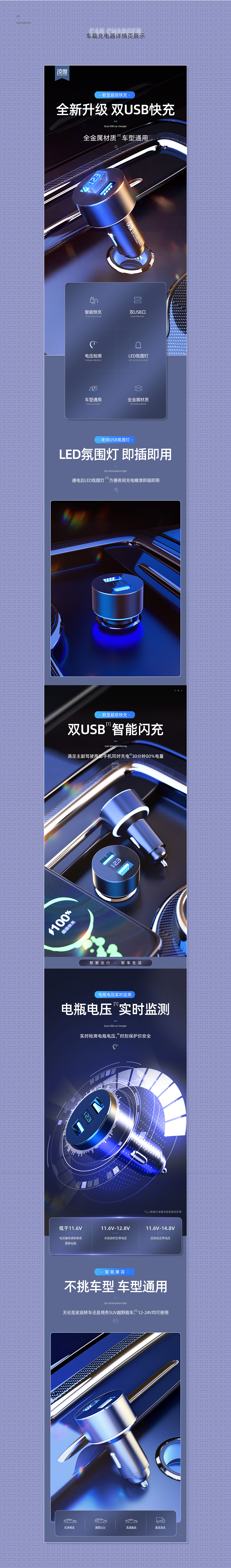 蓝牙耳机+车载充电器+播报器  详情页X3