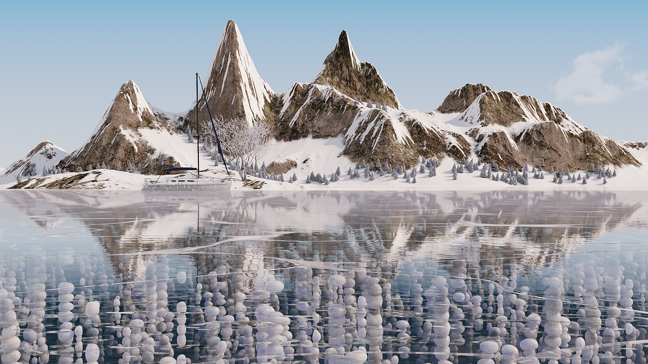 blender雪山湖泊|三维|场景|萌萌店长 - 原创作品 - 站酷 (zcool)