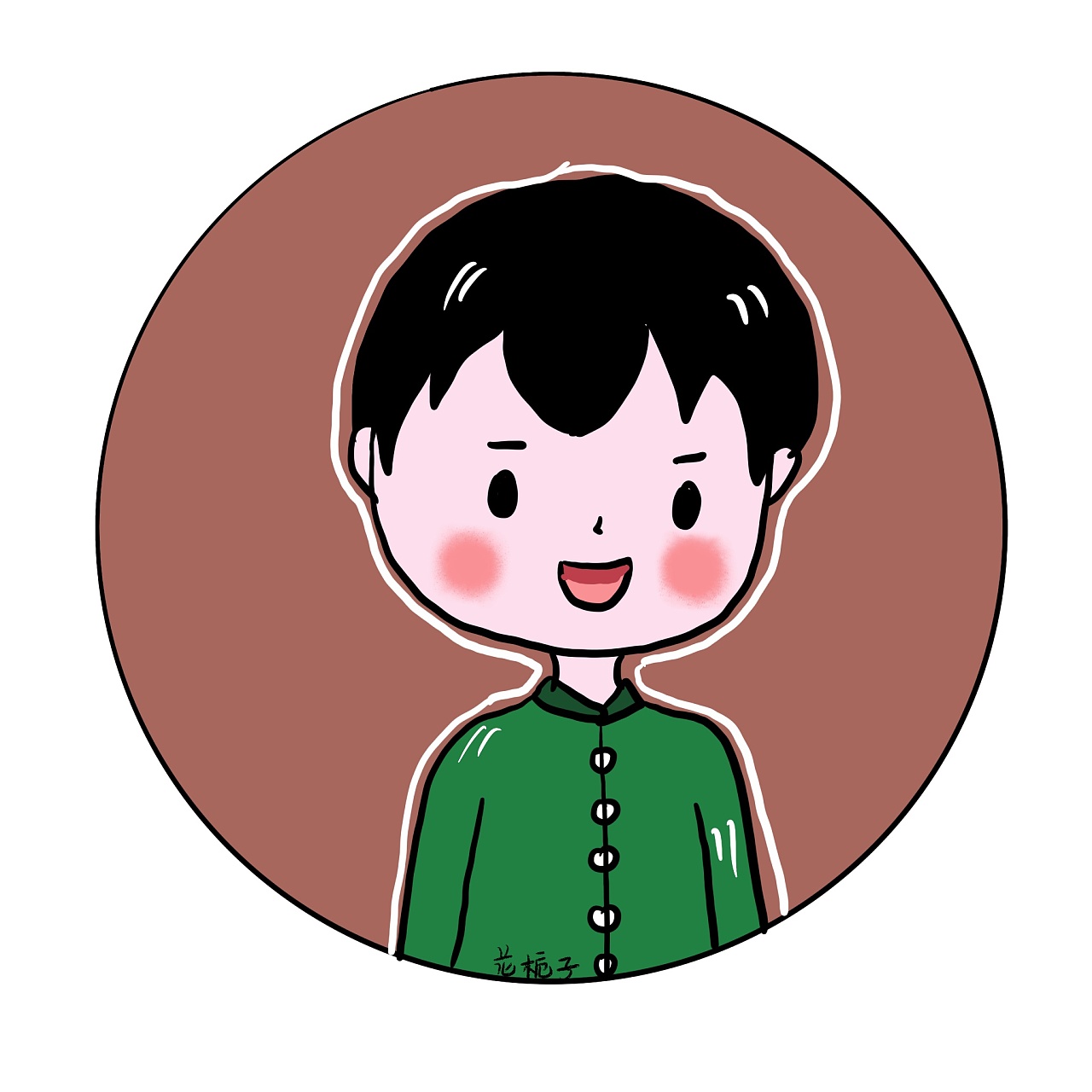 花栀子插画手绘:小头像(男生女生情侣)|插画|创作习作|花栀子在画画