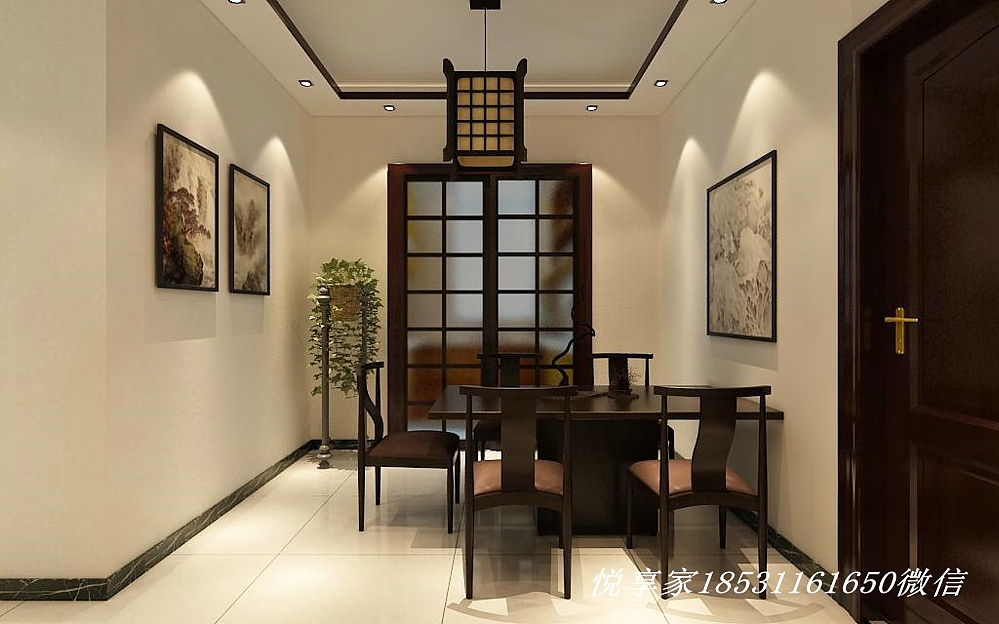 石家庄林荫大院141平米新中式风格,再造墨彩经典!