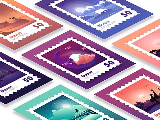 自然主题的邮票